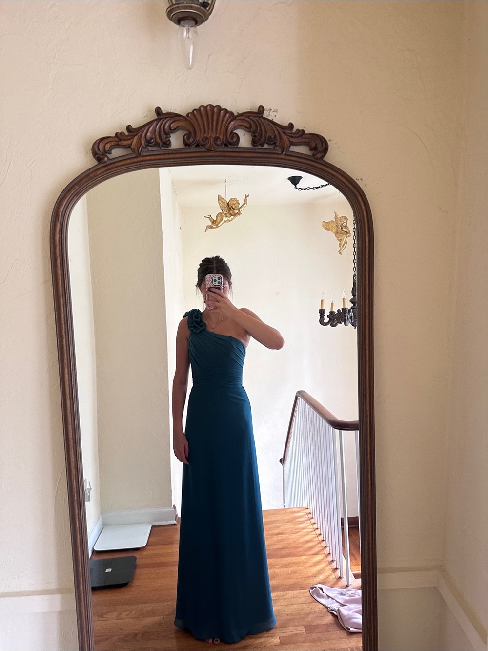 Allure Bridals Teal One-Shoulder Formal Gown